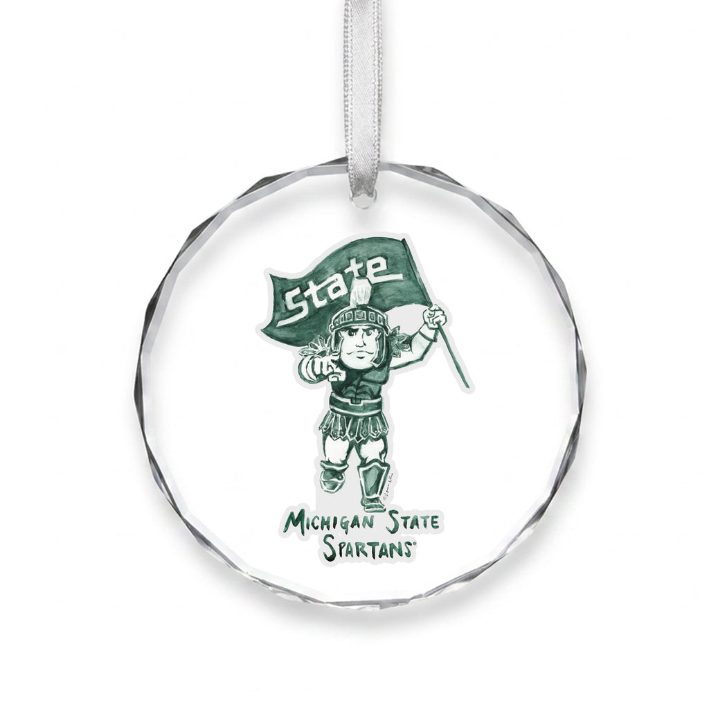 Michigan State Spartans Mascot Clear Round Ornament by Laura Wilcox