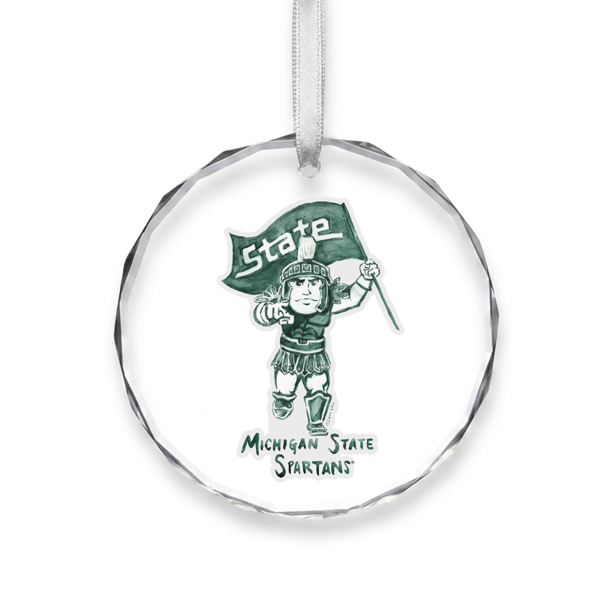 Michigan State Spartans Mascot Clear Round Ornament by Laura Wilcox