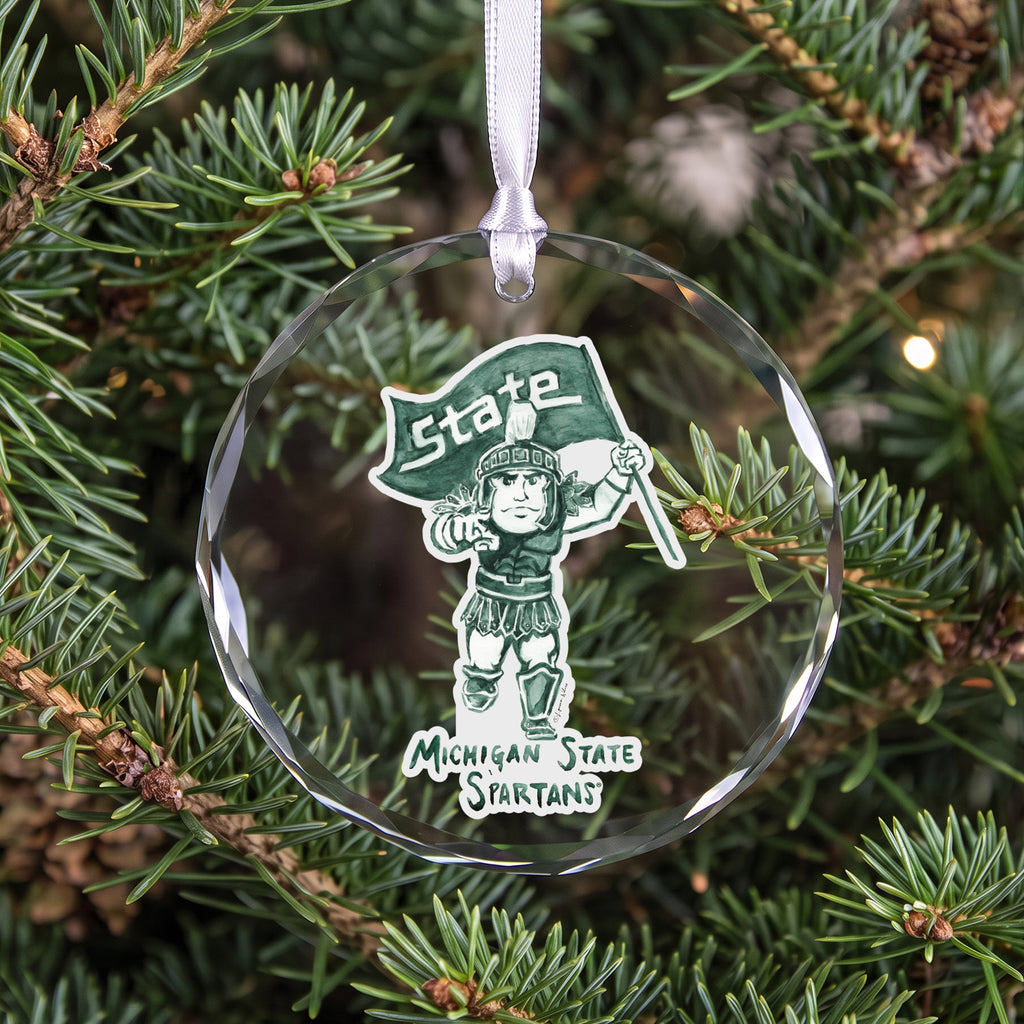 Michigan State Spartans Mascot Clear Round Ornament by Laura Wilcox
