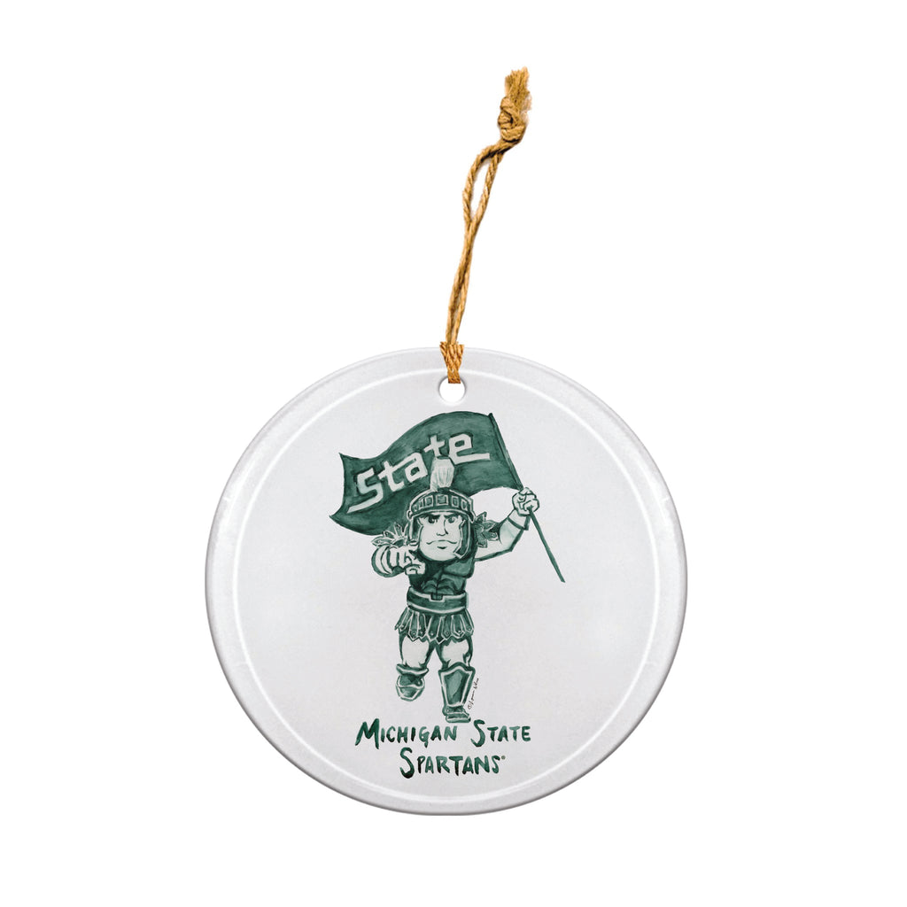 Michigan State Spartans Mascot Round Ornament by Laura Wilcox