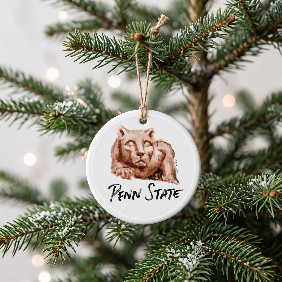 Penn State Nittany Lions Mascot Round Ornament by Laura Wilcox