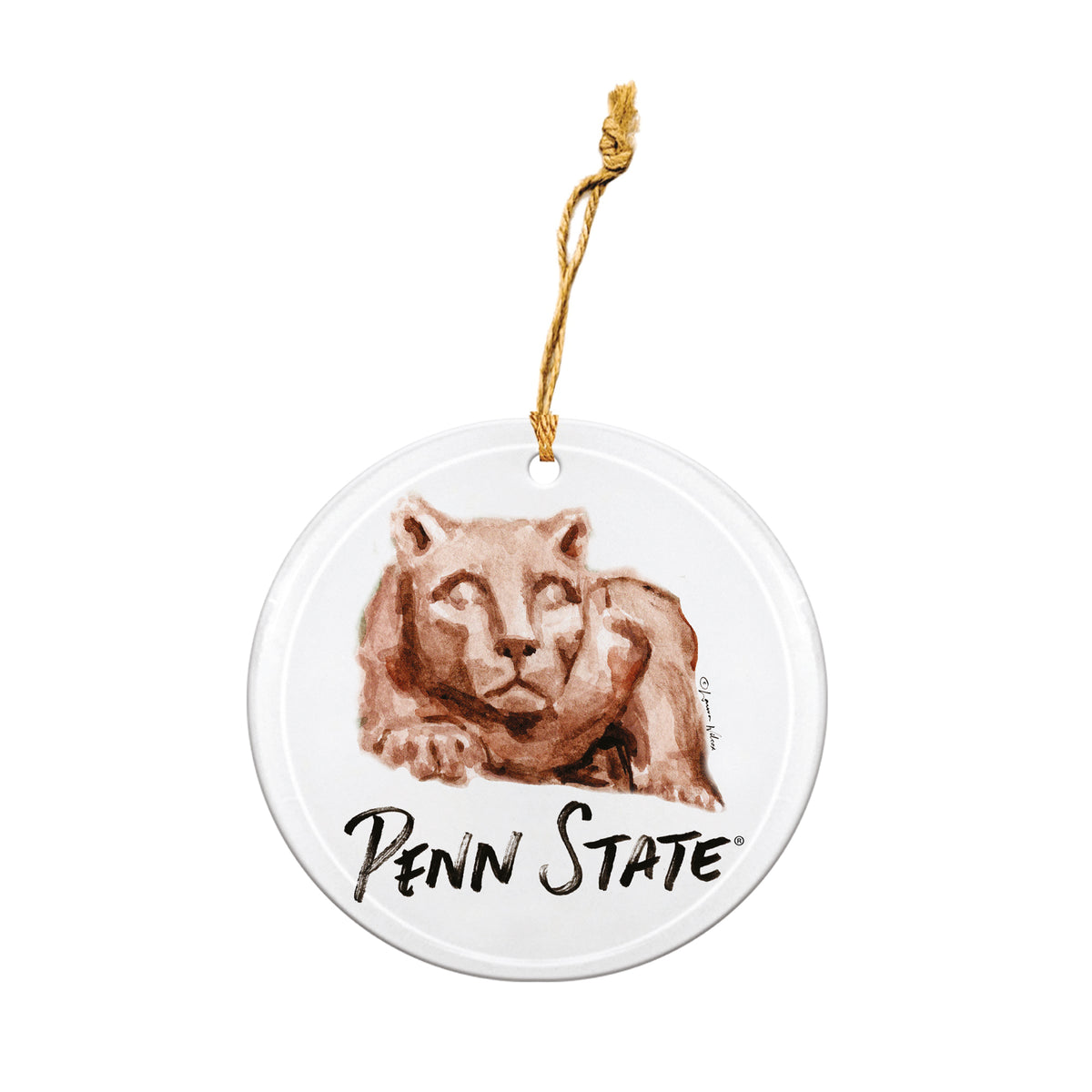Penn State Nittany Lions Mascot Round Ornament by Laura Wilcox