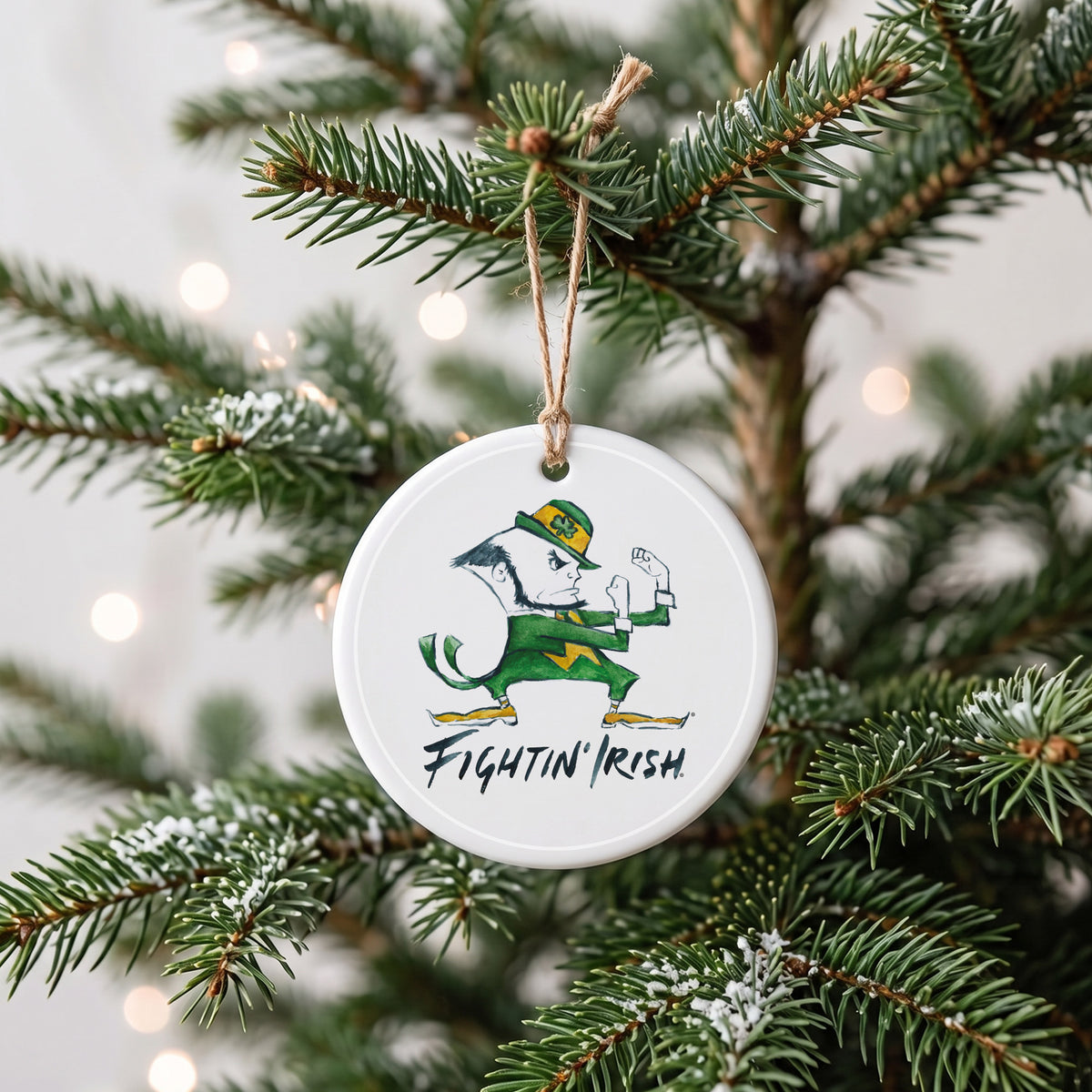 Notre Dame Fighting Irish Mascot Round Ornament by Laura Wilcox