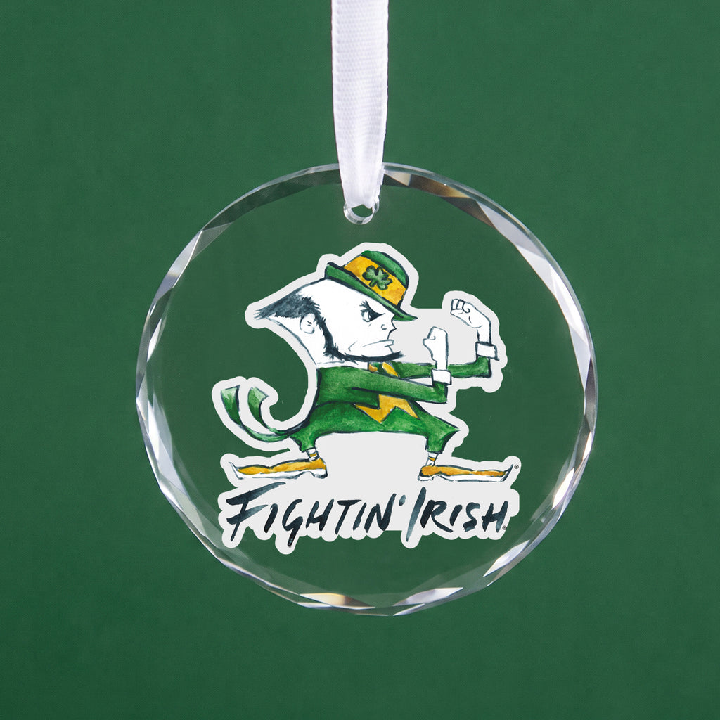 Notre Dame Fighting Irish Mascot Clear Round Ornament by Laura Wilcox