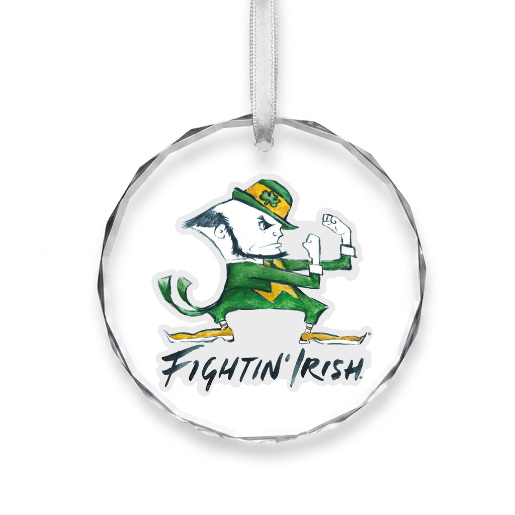 Notre Dame Fighting Irish Mascot Clear Round Ornament by Laura Wilcox