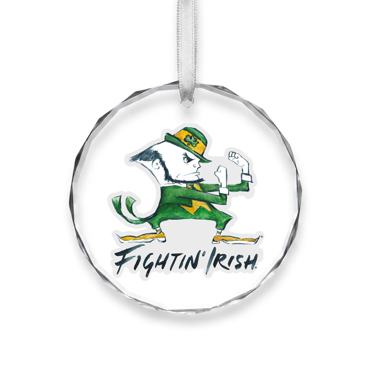 Notre Dame Fighting Irish Mascot Clear Round Ornament by Laura Wilcox