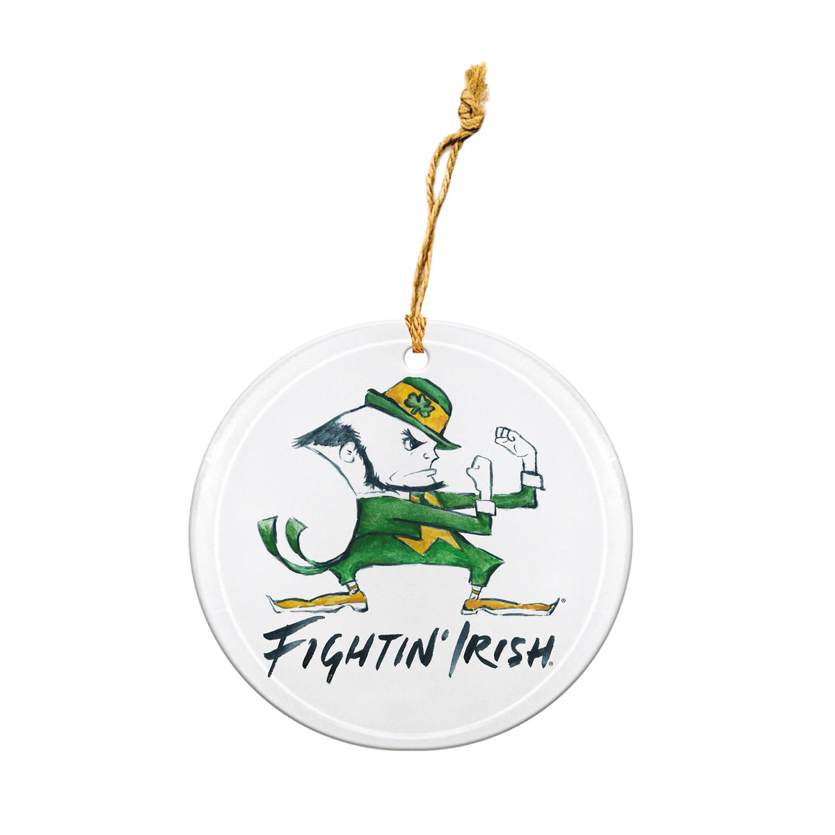 Notre Dame Fighting Irish Mascot Round Ornament by Laura Wilcox
