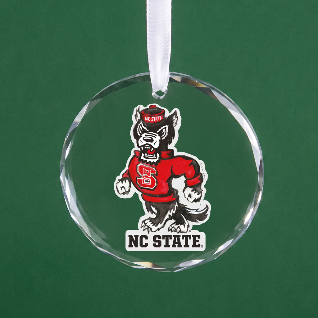 NC State Wolfpack Mascot Clear Round Ornament by Laura Wilcox