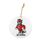 North Carolina State Timber Wolves Mascot Round Ornament by Laura Wilcox