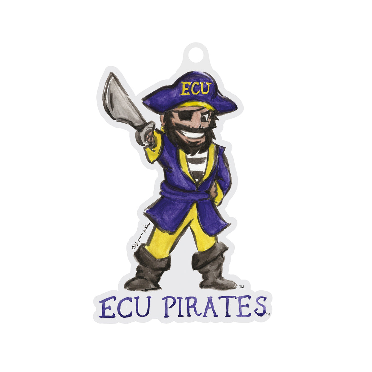 East Carolina Pirates Mascot Acrylic Ornament by Laura Wilcox