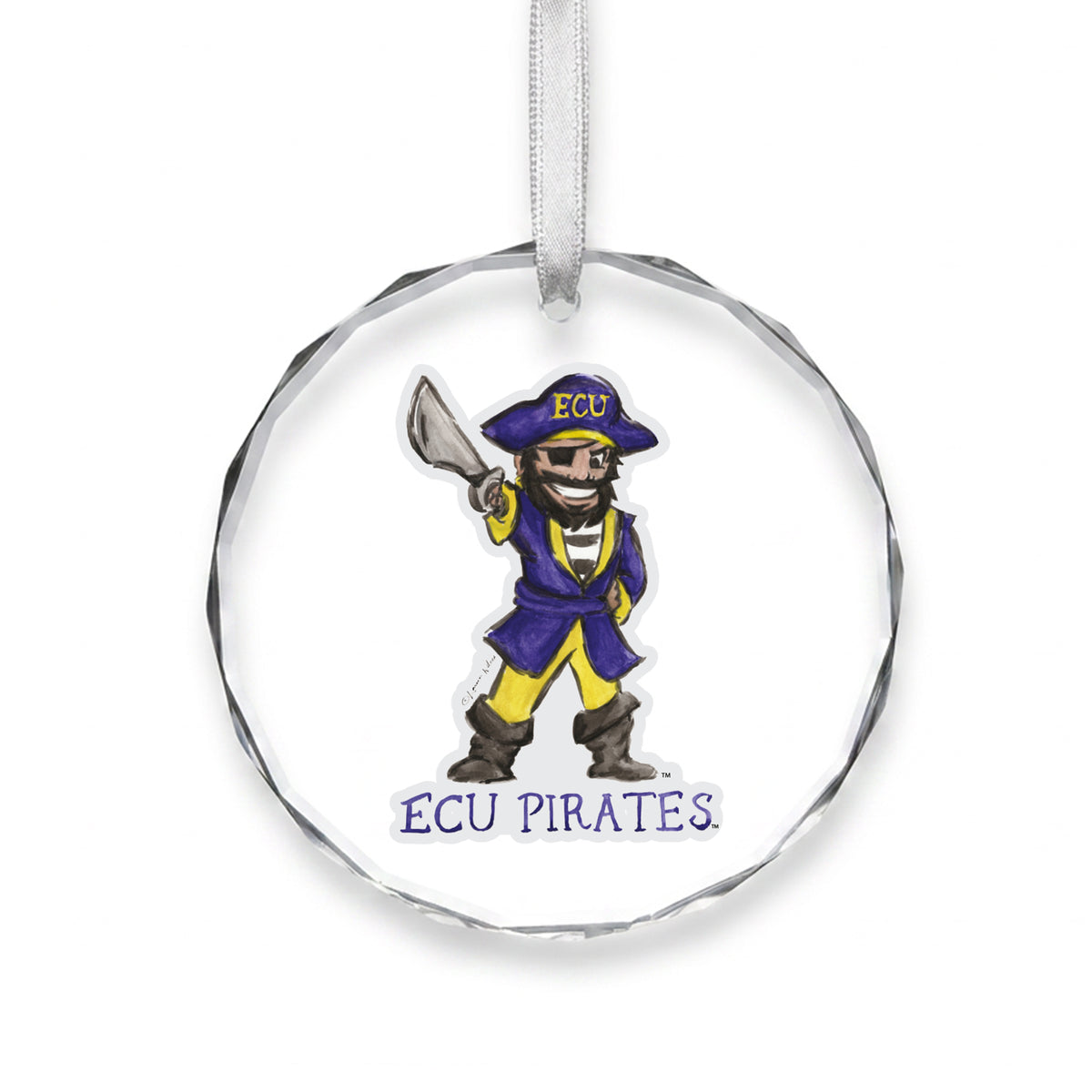 East Carolina Pirates Mascot Clear Round Ornament by Laura Wilcox