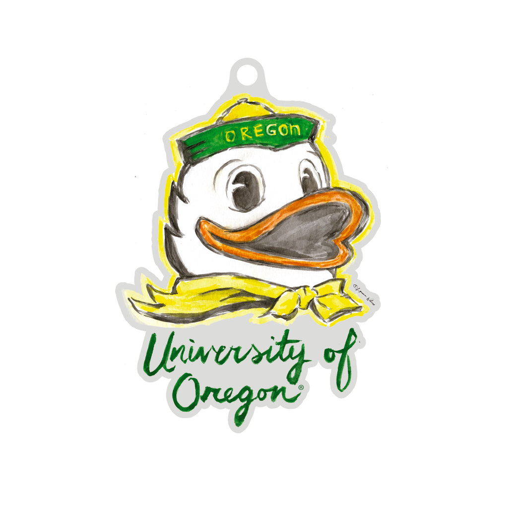 Oregon Ducks Mascot Acrylic Ornament by Laura Wilcox