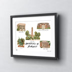 Alabama Collage, Framed Watercolor Wall Art 16" x 20" by Laura Wilcox
