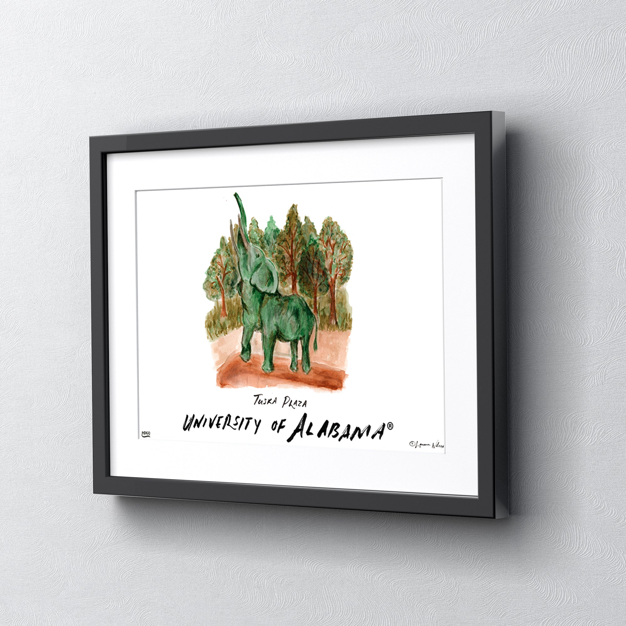 Alabama Tuska Plaza, Framed Watercolor Wall Art 16" x 20" by Laura Wilcox