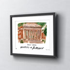Alabama Gorgas Library, Framed Watercolor Wall Art 11" x 14" by Laura Wilcox