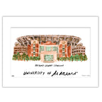 Alabama Bryant-Denny Stadium, Matted Watercolor Wall Art 11" x 14" by Laura Wilcox