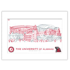 Alabama Crimson Tide Matted Campus Line Wall Art 11" x 14"