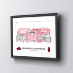 Arkansas Razorbacks Framed Campus Line Wall Art 11" x 14"
