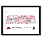 Arkansas Razorbacks Framed Campus Line Wall Art 11" x 14"