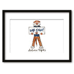 Auburn Tigers Mascot by Laura Wilcox, Framed Watercolor Wall Art 11" x 14"