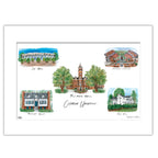 Clemson Collage, Matted Watercolor Wall Art 16" x 20" by Laura Wilcox