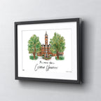 Clemson Tillman Hall, Framed Watercolor Wall Art 16" x 20" by Laura Wilcox