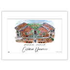 Clemson Memorial Stadium, Matted Watercolor Wall Art 16" x 20" by Laura Wilcox