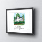 Clemson Fort Hill, Framed Watercolor Wall Art 11" x 14" by Laura Wilcox