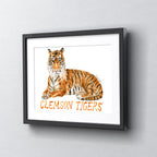 Clemson Tigers Mascot by Laura Wilcox, Framed Watercolor Wall Art 16" x 20"