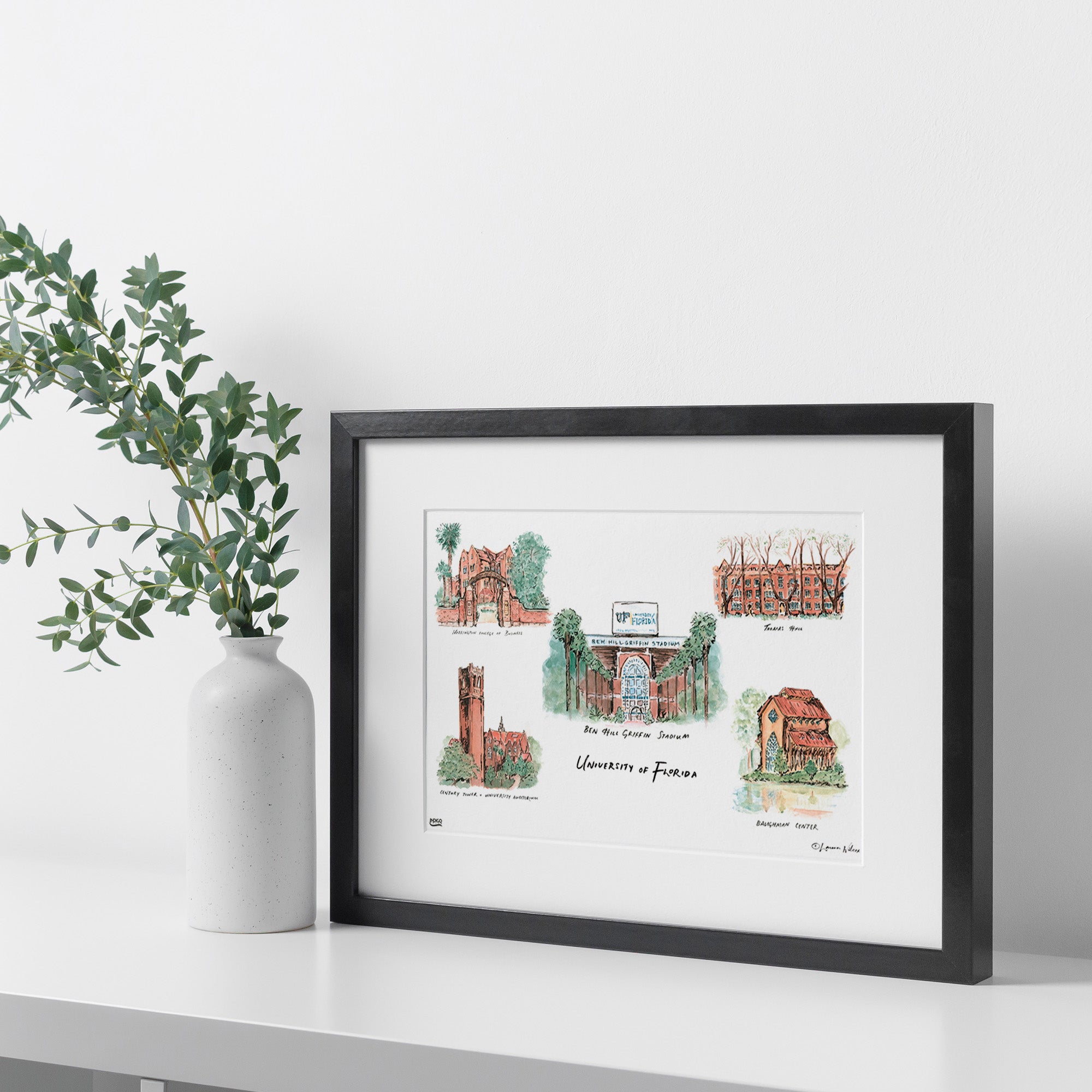 Florida Collage, Framed Watercolor Wall Art 16" x 20" by Laura Wilcox