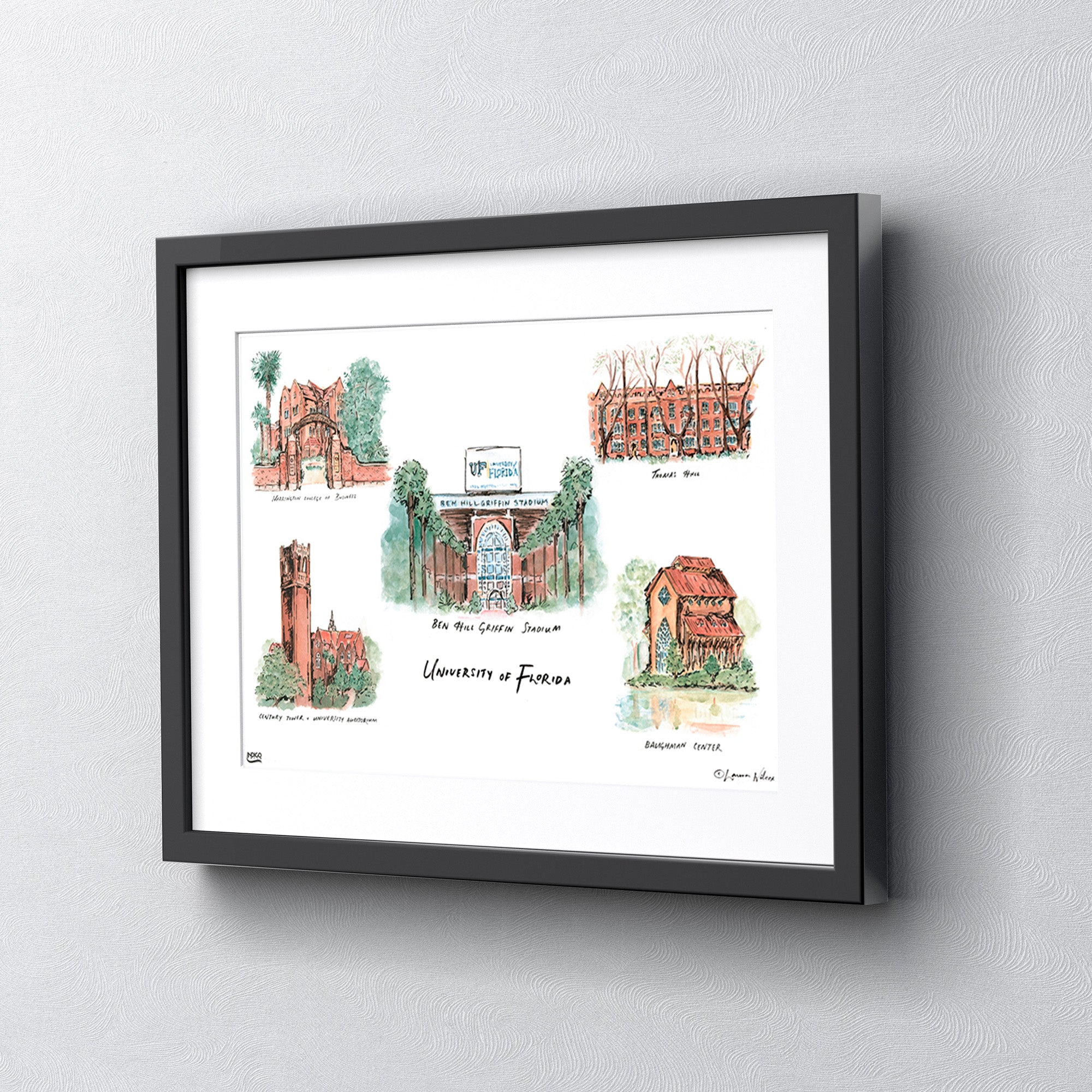 Florida Collage, Framed Watercolor Wall Art 16" x 20" by Laura Wilcox