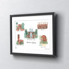 Florida Collage, Framed Watercolor Wall Art 11" x 14" by Laura Wilcox