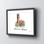 Florida Century Tower & University Auditorium, Framed Watercolor Wall Art 16" x 20" by Laura Wilcox