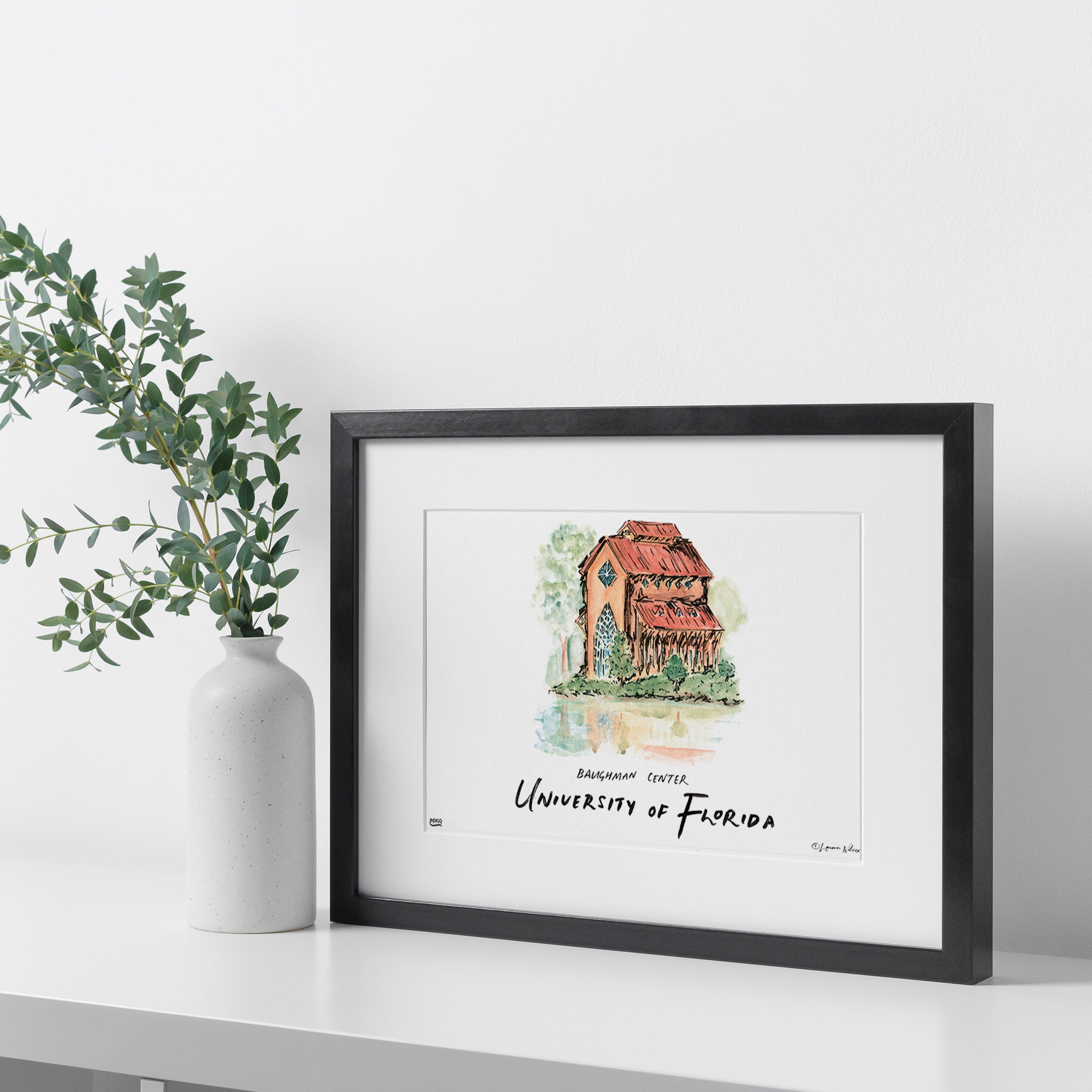 Florida Baughman Center, Framed Watercolor Wall Art 16" x 20" by Laura Wilcox