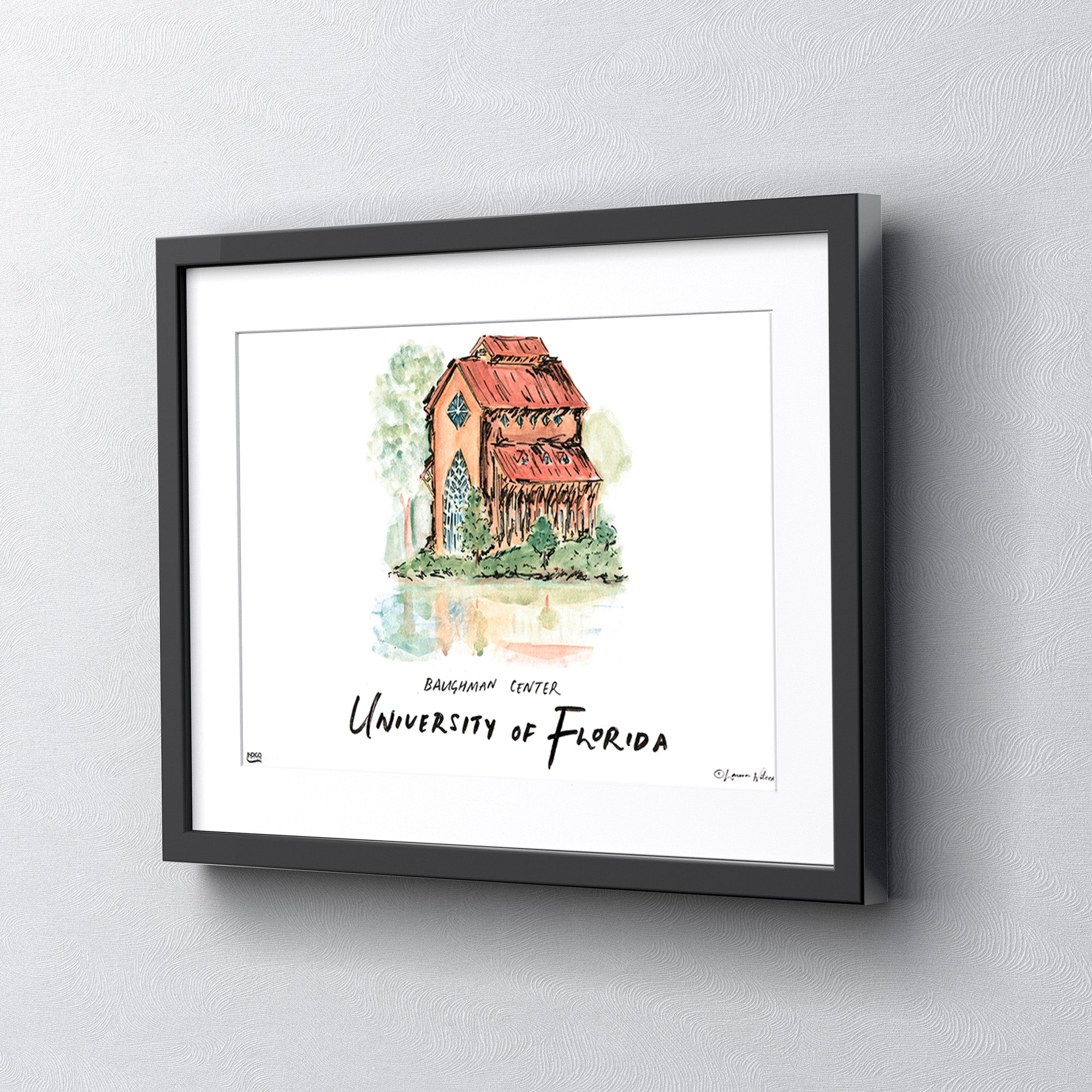 Florida Baughman Center, Framed Watercolor Wall Art 11" x 14" by Laura Wilcox