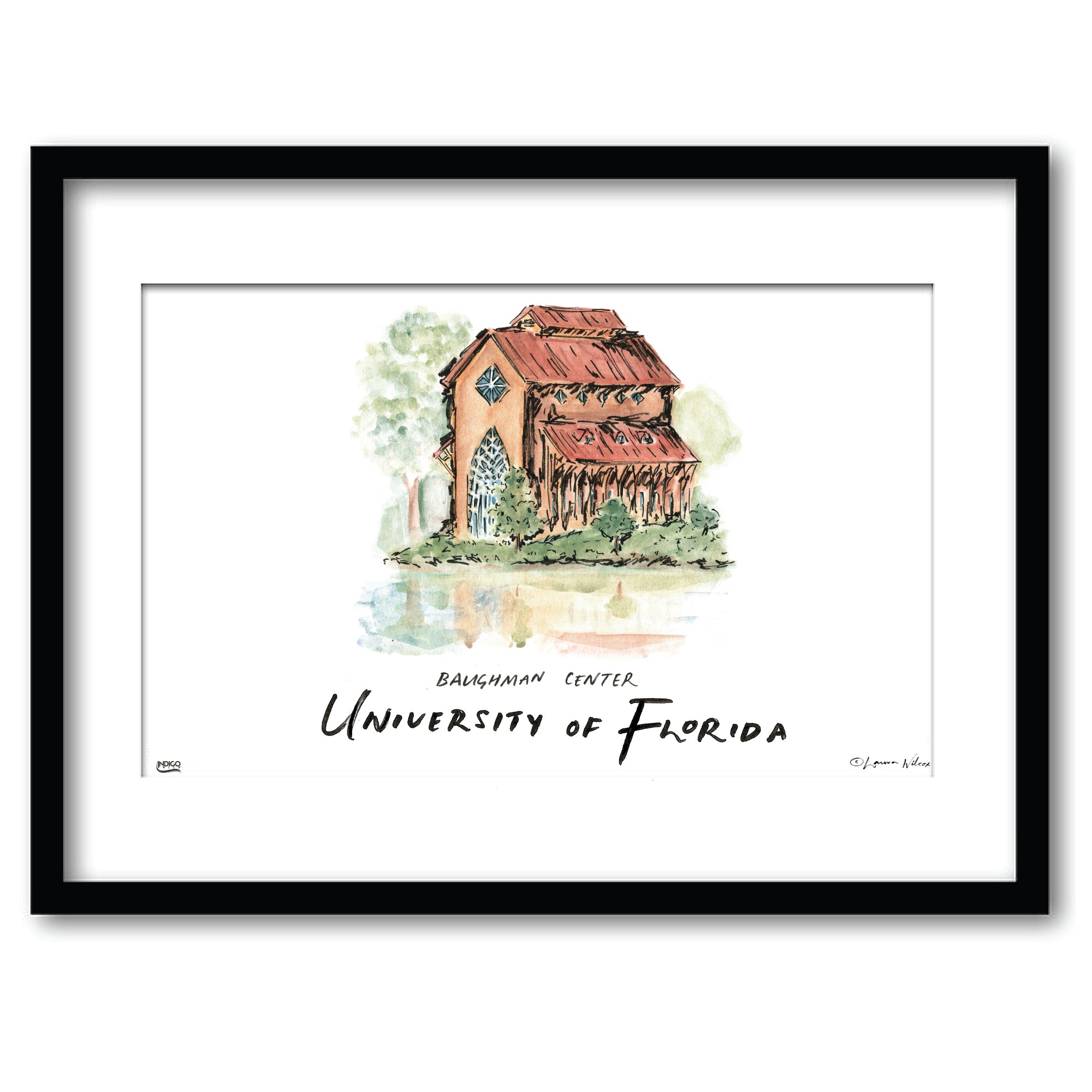 Florida Baughman Center, Framed Watercolor Wall Art 11" x 14" by Laura Wilcox