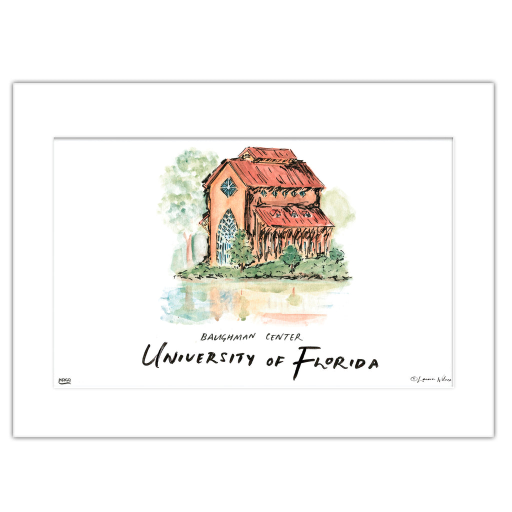 Florida Baughman Center, Matted Watercolor Wall Art 16" x 20" by Laura Wilcox