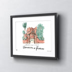 Florida Warrington College of Business, Framed Watercolor Wall Art 11" x 14" by Laura Wilcox