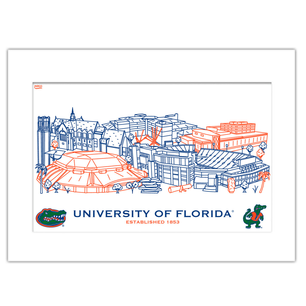 Florida Gators Matted Campus Line Wall Art 11" x 14"