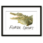 Florida Gators Mascot by Laura Wilcox, Framed Watercolor Wall Art 11" x 14"