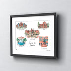 Florida State Collage, Framed Watercolor Wall Art 16" x 20" by Laura Wilcox