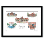 Florida State Collage, Framed Watercolor Wall Art 11" x 14" by Laura Wilcox