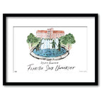 Florida State Legacy Fountain, Framed Watercolor Wall Art 16" x 20" by Laura Wilcox