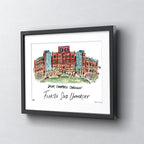 Florida State Doak Campbell Stadium, Framed Watercolor Wall Art 16" x 20" by Laura Wilcox