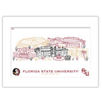 Florida State Seminoles Matted Campus Line Wall Art 11" x 14"