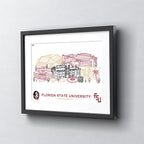 Florida State Seminoles Framed Campus Line Wall Art 11" x 14"