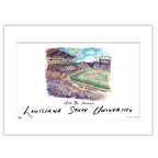 LSU Alex Box Stadium, Matted Watercolor Wall Art 16" x 20" by Laura Wilcox