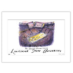 LSU Pete Maravich Assembly Center, Matted Watercolor Wall Art 11" x 14" by Laura Wilcox