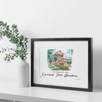 LSU Paul M. Hebert Law Center, Framed Watercolor Wall Art 16" x 20" by Laura Wilcox