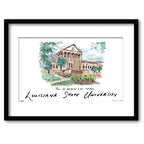 LSU Paul M. Hebert Law Center, Framed Watercolor Wall Art 11" x 14" by Laura Wilcox